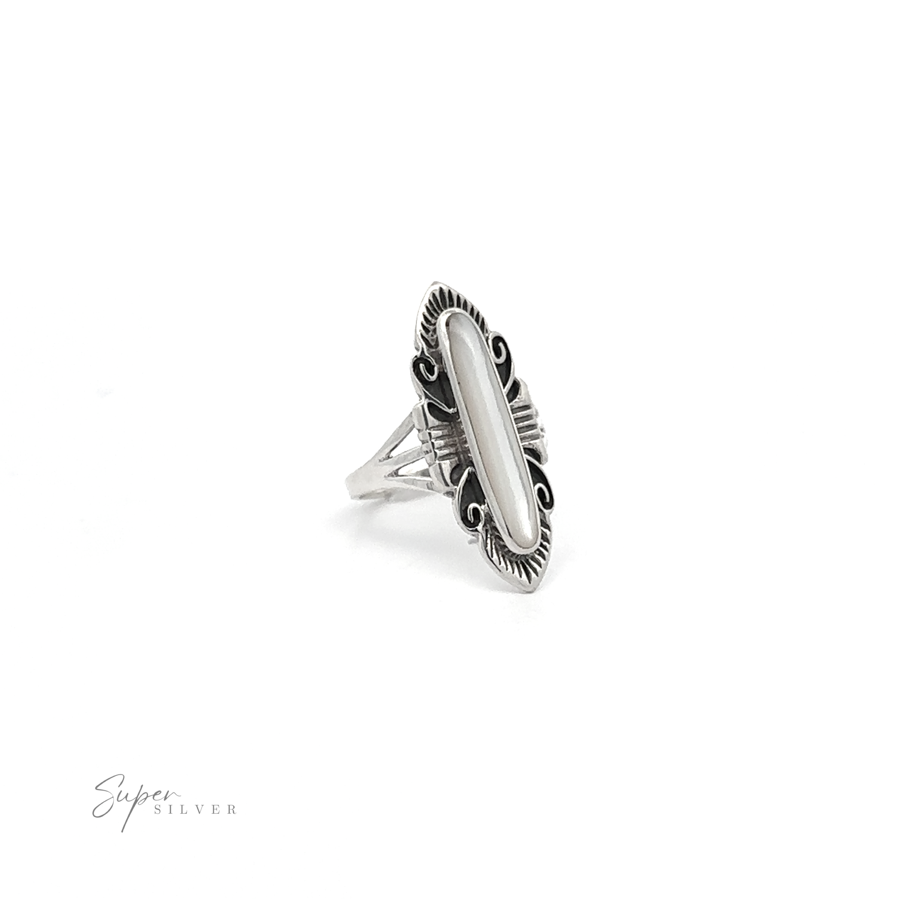 An Elegant Southwest Inspired Ring with Inlaid Stone.