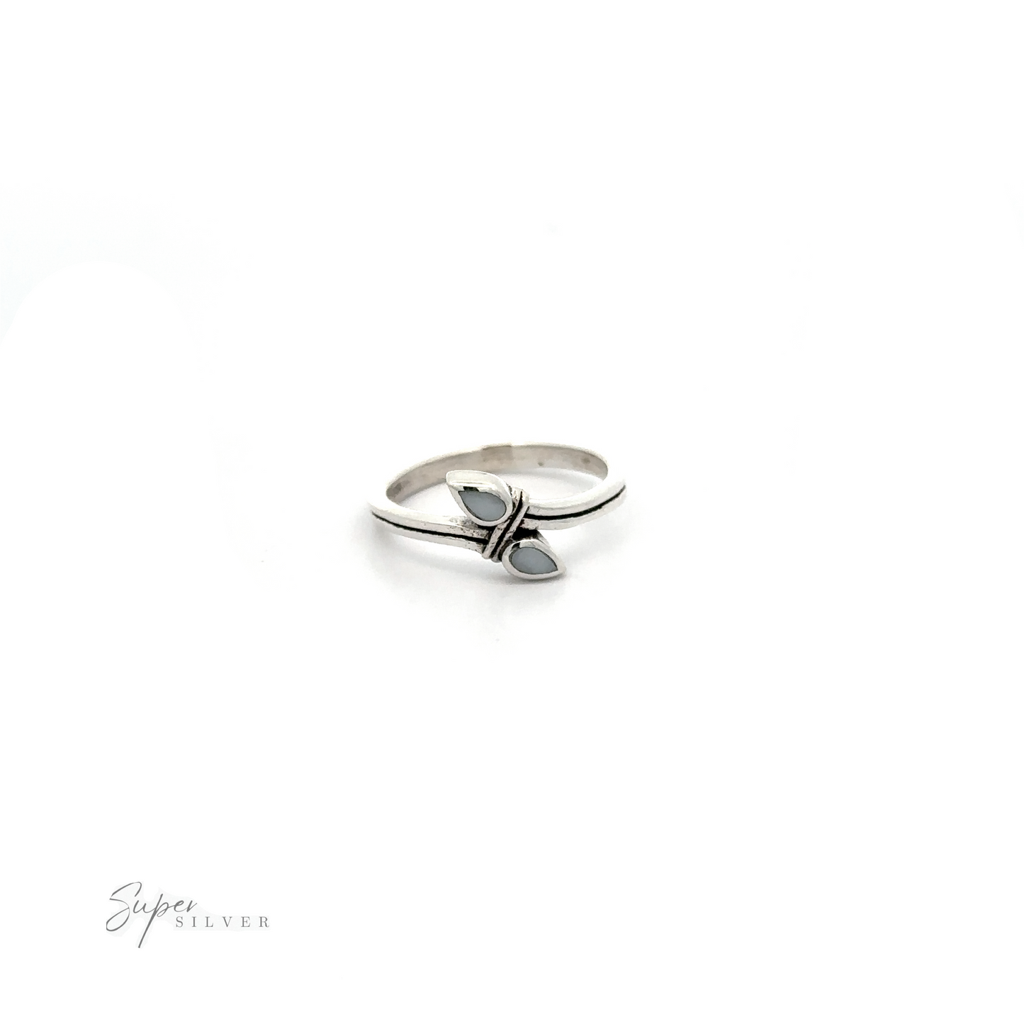 
                  
                    A sterling silver ring with an Inlay Teardrop Ring stone inlaid in the middle.
                  
                