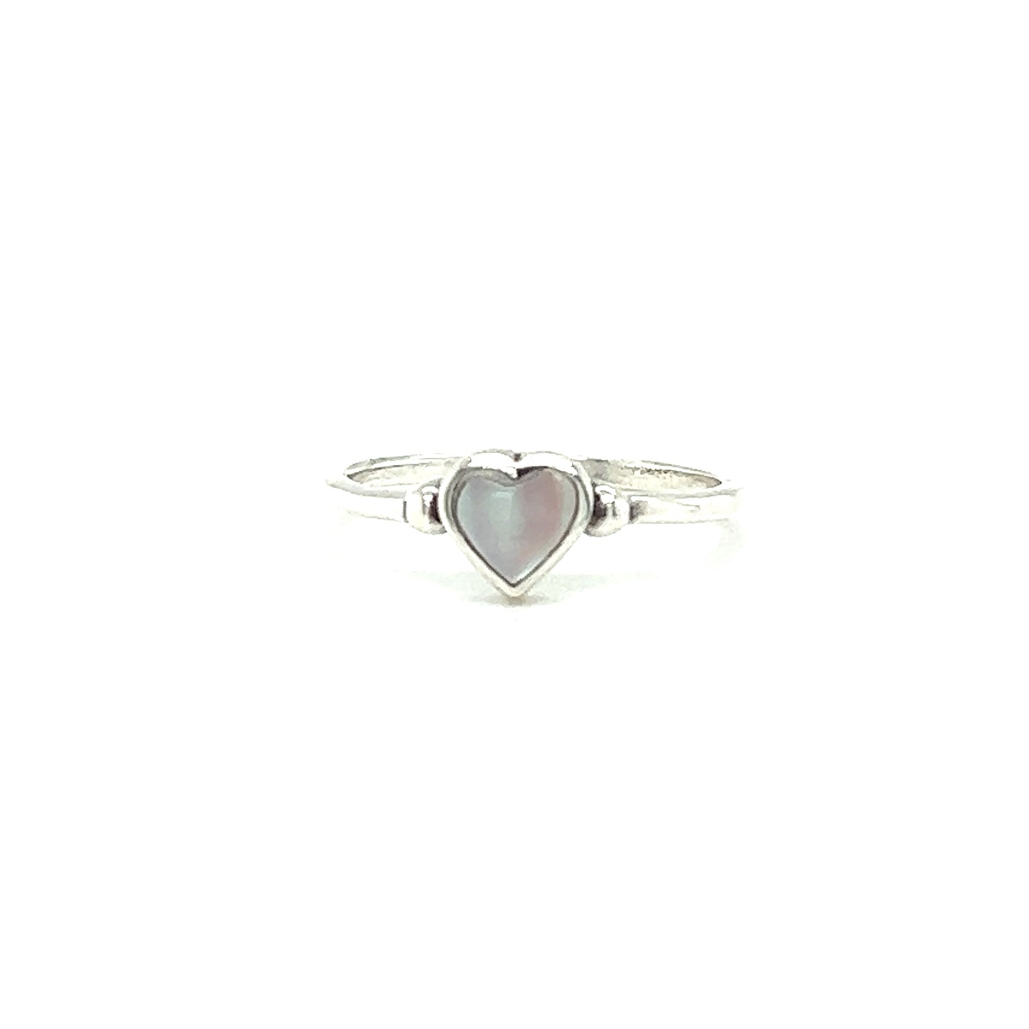 
                  
                    A Super Silver Dainty Inlaid Heart Ring with a mother of pearl inlay.
                  
                