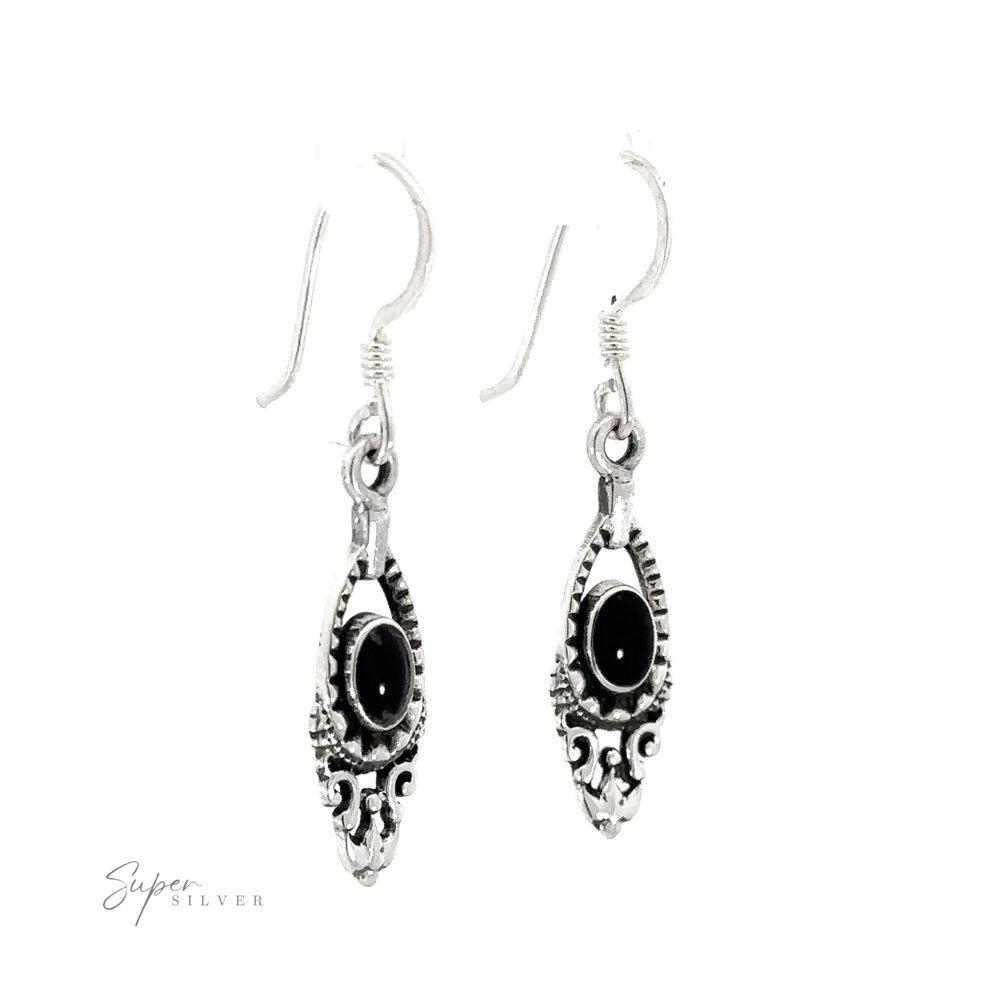 
                  
                    A pair of small Delicate Victorian Stone Earrings on a white background.
                  
                
