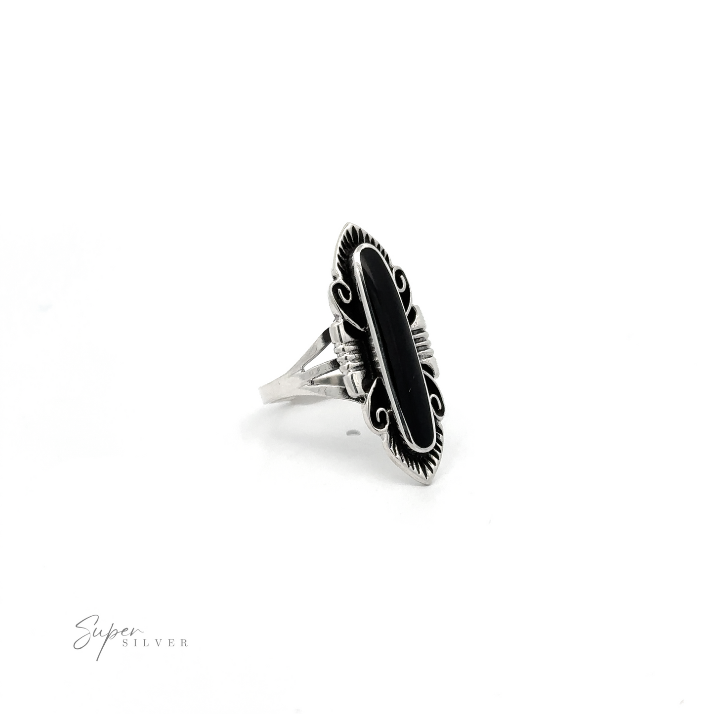 
                  
                    An Elegant Southwest Inspired Ring with Inlaid Stone, showcased against a pristine white background.
                  
                