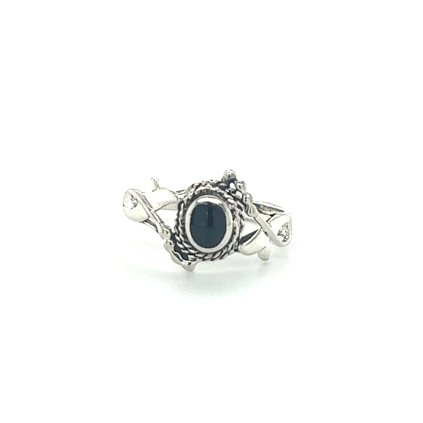 
                  
                    A Decorated Freeform Inlay Stone ring with an inlaid black onyx stone, giving off a Super Silver boho vibe.
                  
                