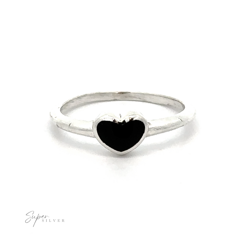 
                  
                    A Stone Wire Heart Ring with a black heart inlay.
                  
                