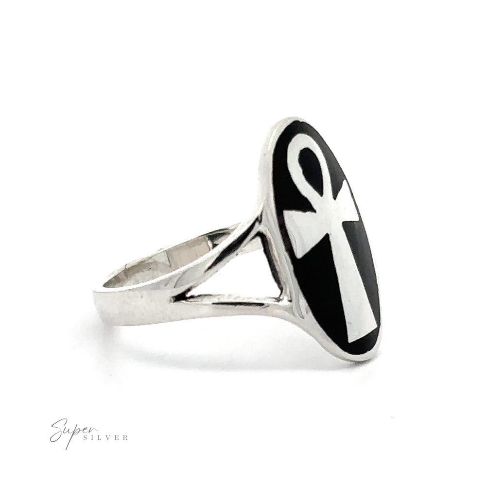 
                  
                    Sterling silver Ankh Ring With Stone.
                  
                