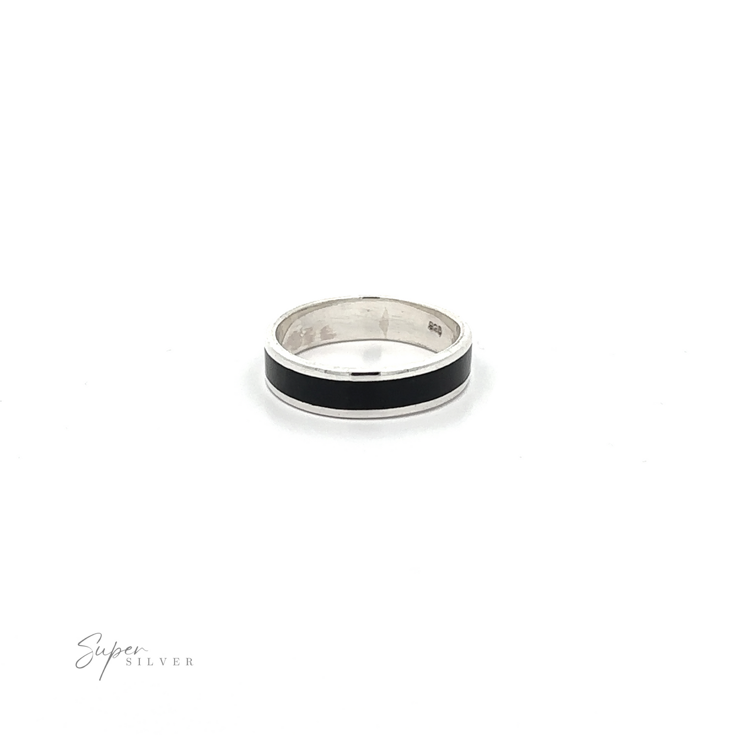 
                  
                    A .925 Sterling Silver thumb ring with a Sophisticated Inlay Band on a white background.
                  
                
