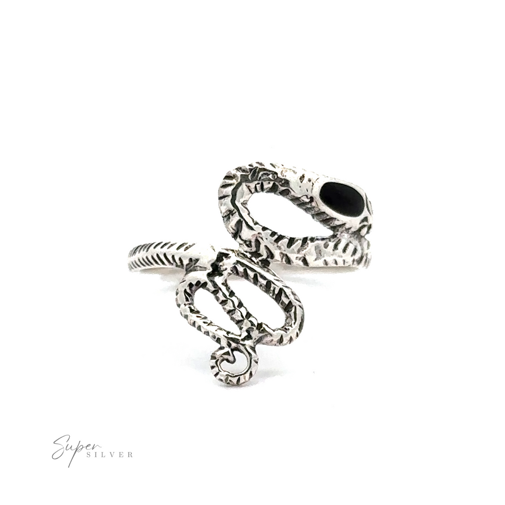 
                  
                    The Inlay Stone Snake Rings showcase a gothic silver snake design against a white background, radiating an air of dark elegance.
                  
                