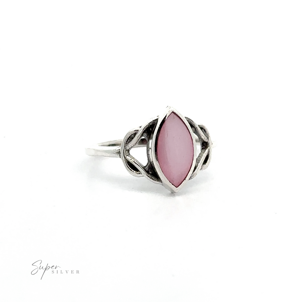 
                  
                    This Celtic Knot Marquise Inlaid Stone Ring features a beautiful pink stone, adding a touch of elegance to your collection.
                  
                