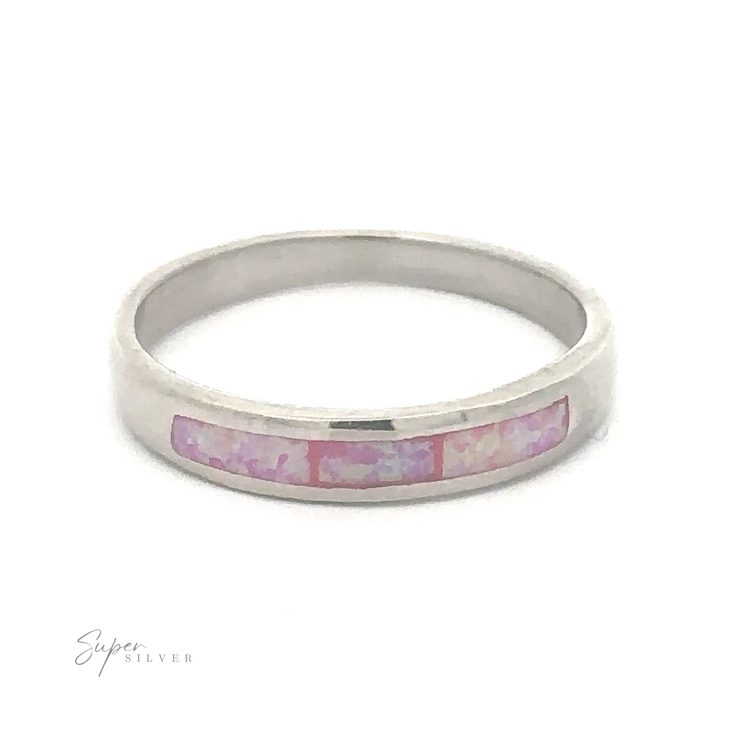 
                  
                    Sterling silver ring with Inlay Opal Half Band on a white background.
                  
                