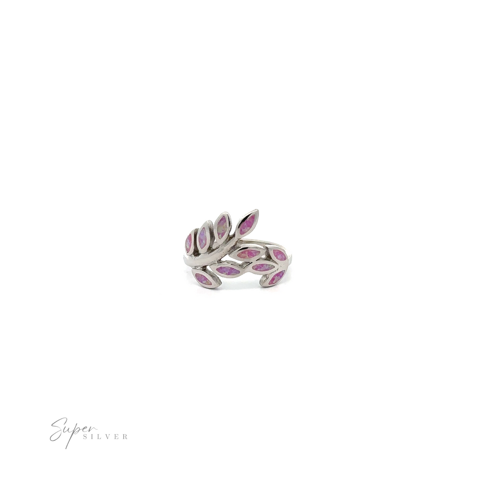 
                  
                    Silver ring designed with Lab-Created Opal Fern Motif and purple accents.
                  
                