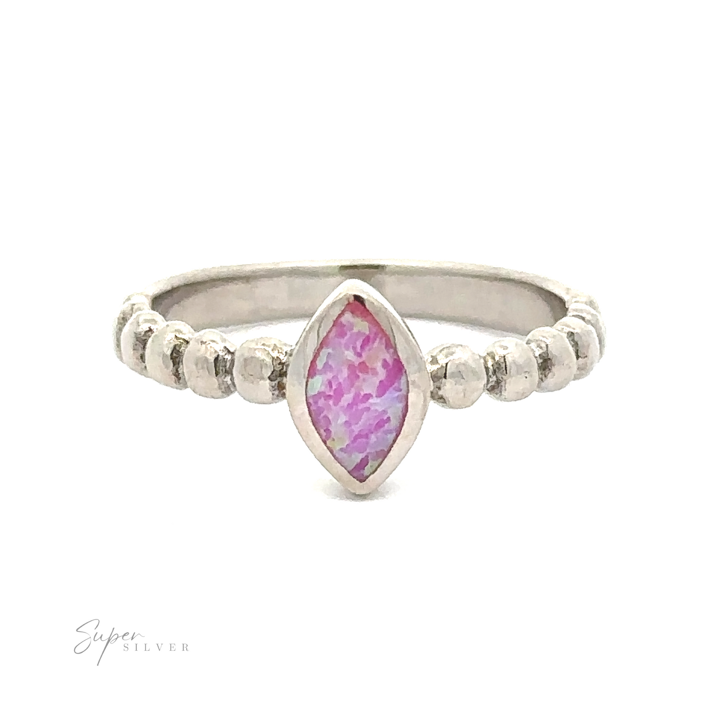 
                  
                    Marquise Lab-Created Opal ring with a beaded design, isolated on a white background.
                  
                