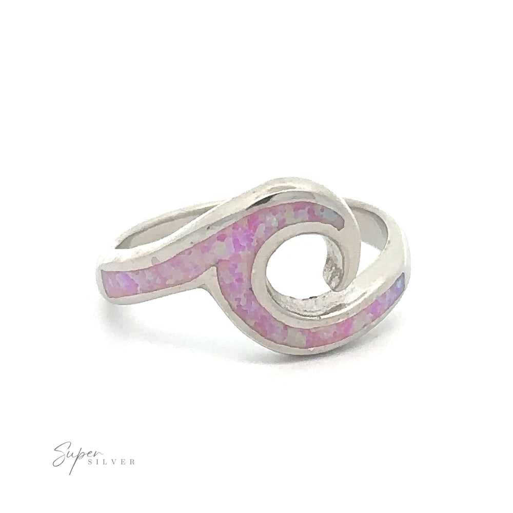 
                  
                    Lab-Created Opal Wave Band with Sterling silver inlay in a swirling design.
                  
                