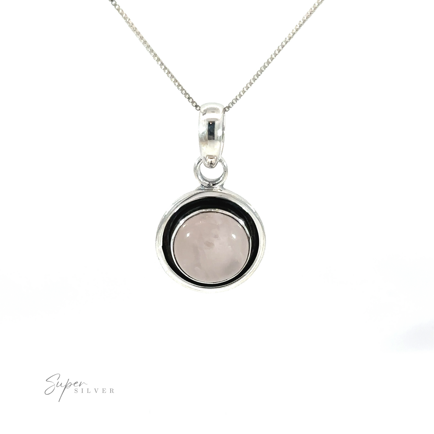 
                  
                    A Minimalist Round Gemstone pendant with an oxidized edge.
                  
                