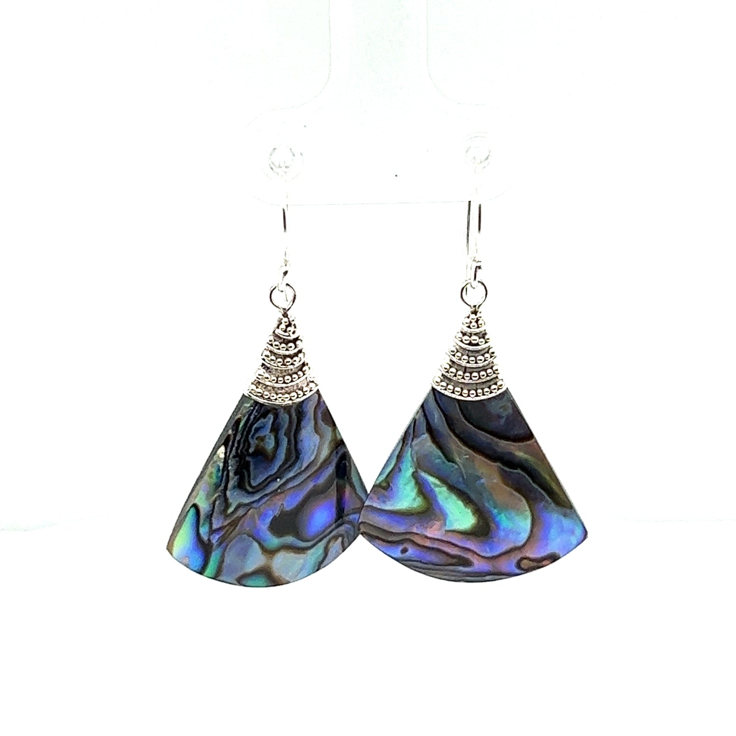 
                  
                    A pair of Super Silver Abstract Abalone Earrings with a sea charm.
                  
                