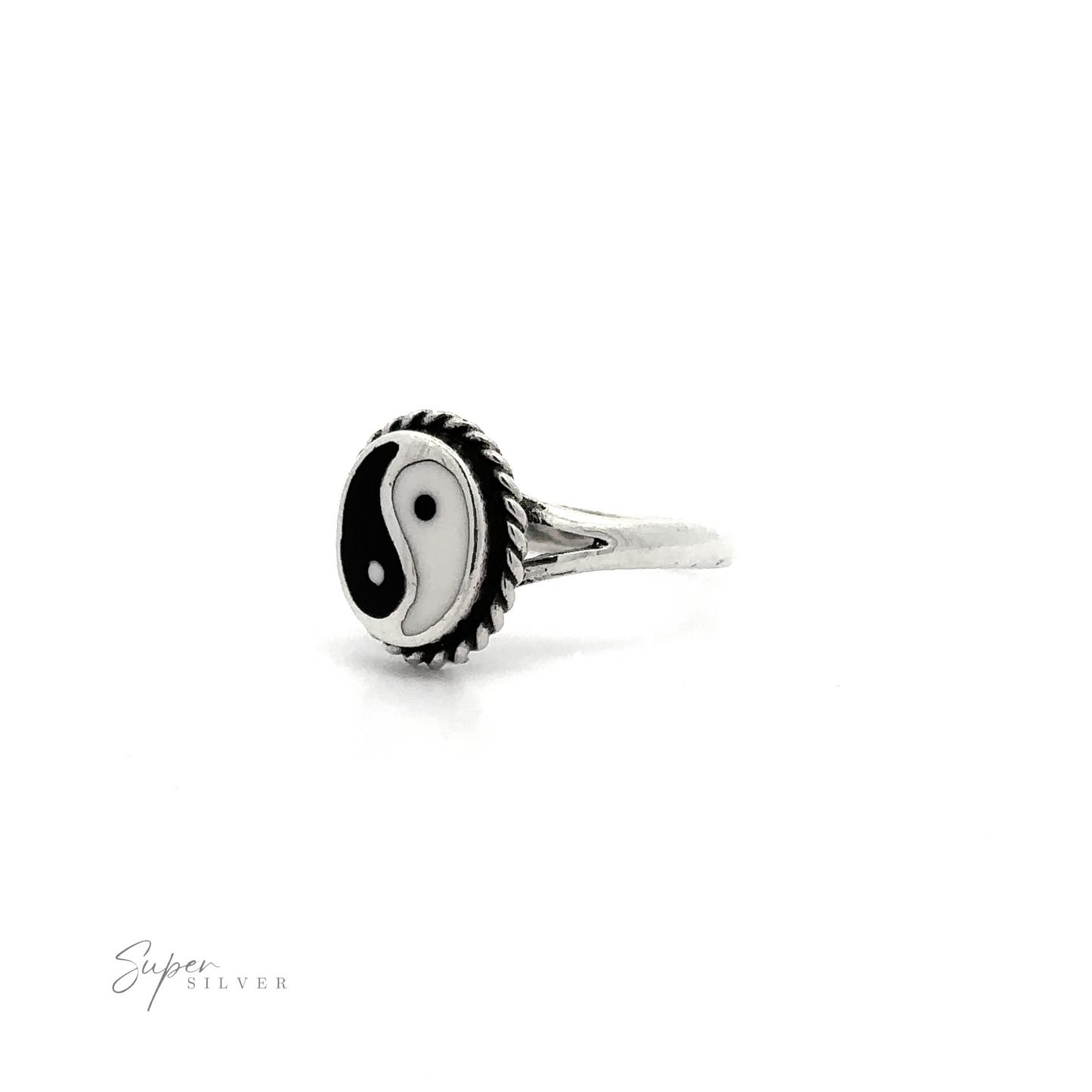 
                  
                    A Yin-Yang Ring with Rope Border featuring the yin yang symbol on a white background.
                  
                