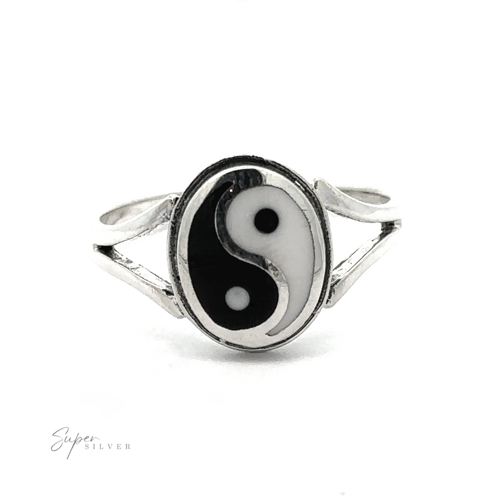 
                  
                    The Simple Inlaid Yin-Yang Ring showcases a striking black and white symbol on its front. The minimalist band elegantly splits into two sections on each side before converging at the yin-yang emblem, resulting in a sophisticated piece of jewelry.
                  
                