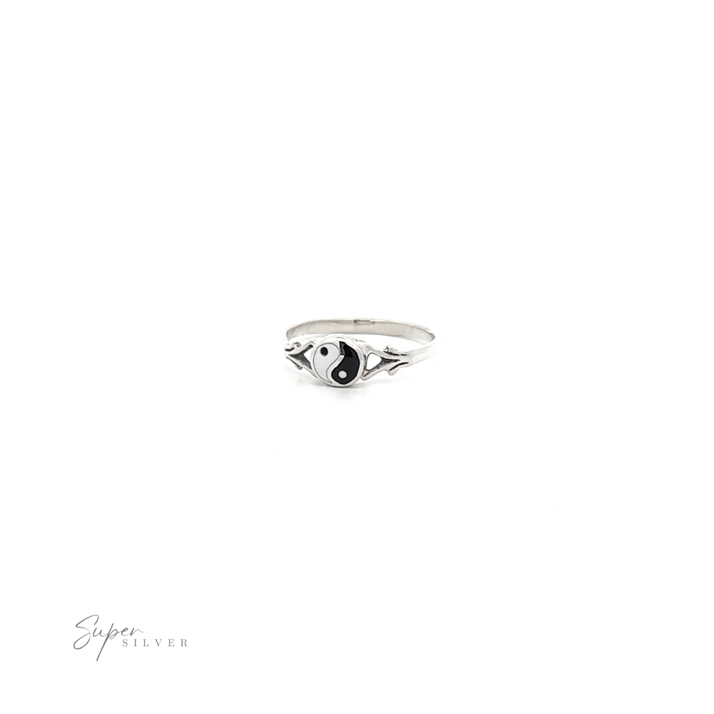
                  
                    A Delicate Yin Yang Ring with a yin-yang circle stone on a split-shank.
                  
                