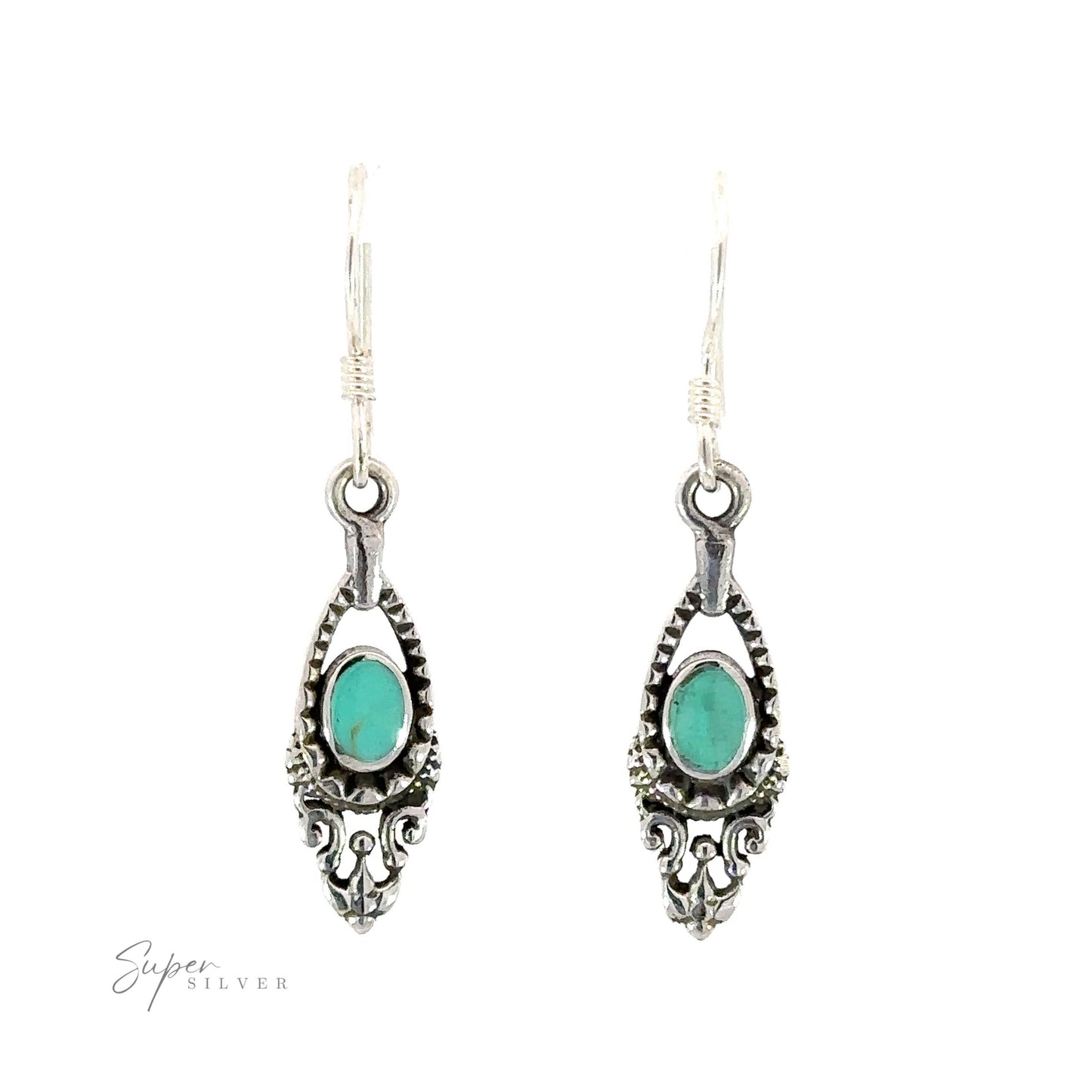 
                  
                    Everyday Delicate Victorian Stone Earrings with turquoise stones.
                  
                