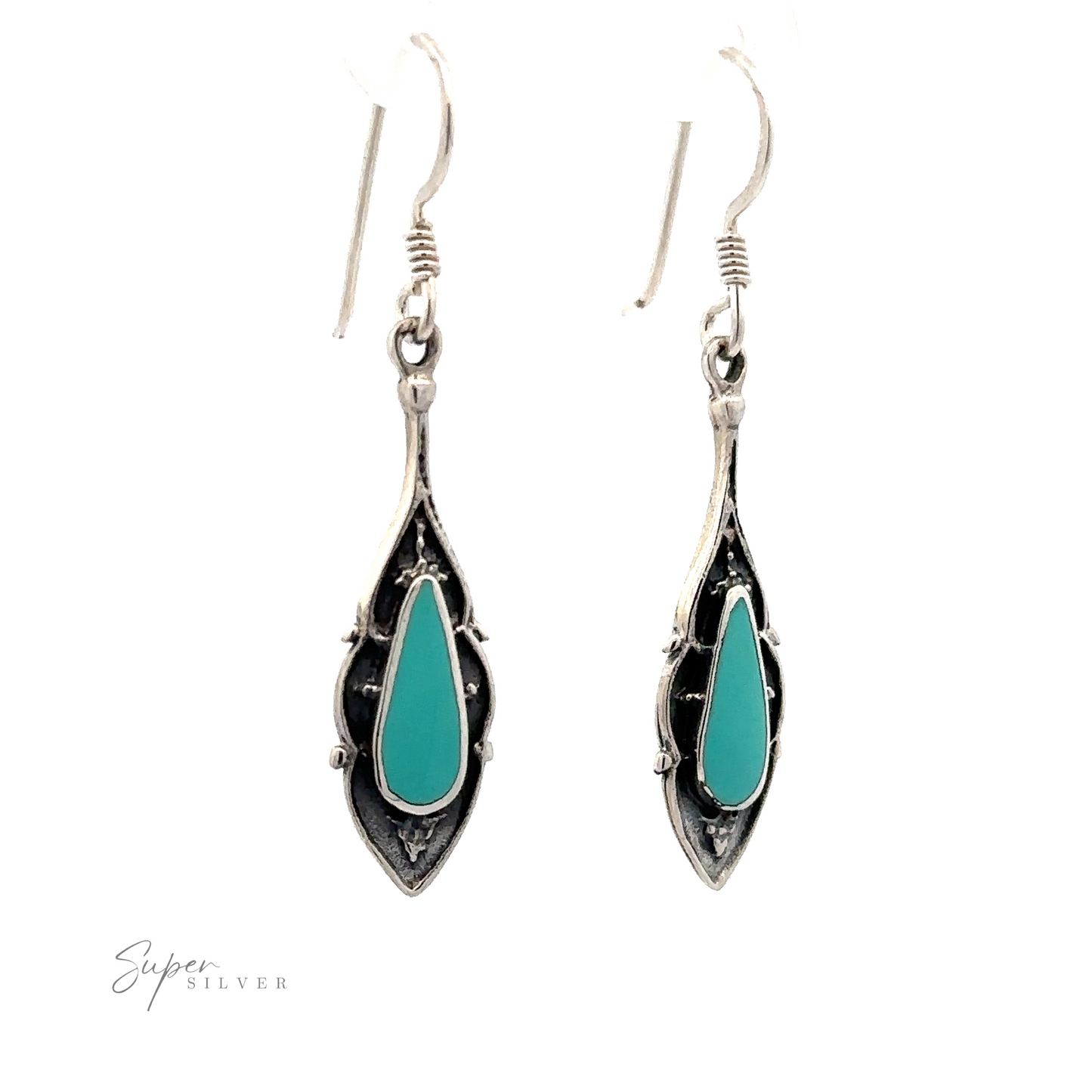 
                  
                    A pair of Teardrop Shape Inlaid Earrings, designed with intricate metallic detailing.
                  
                