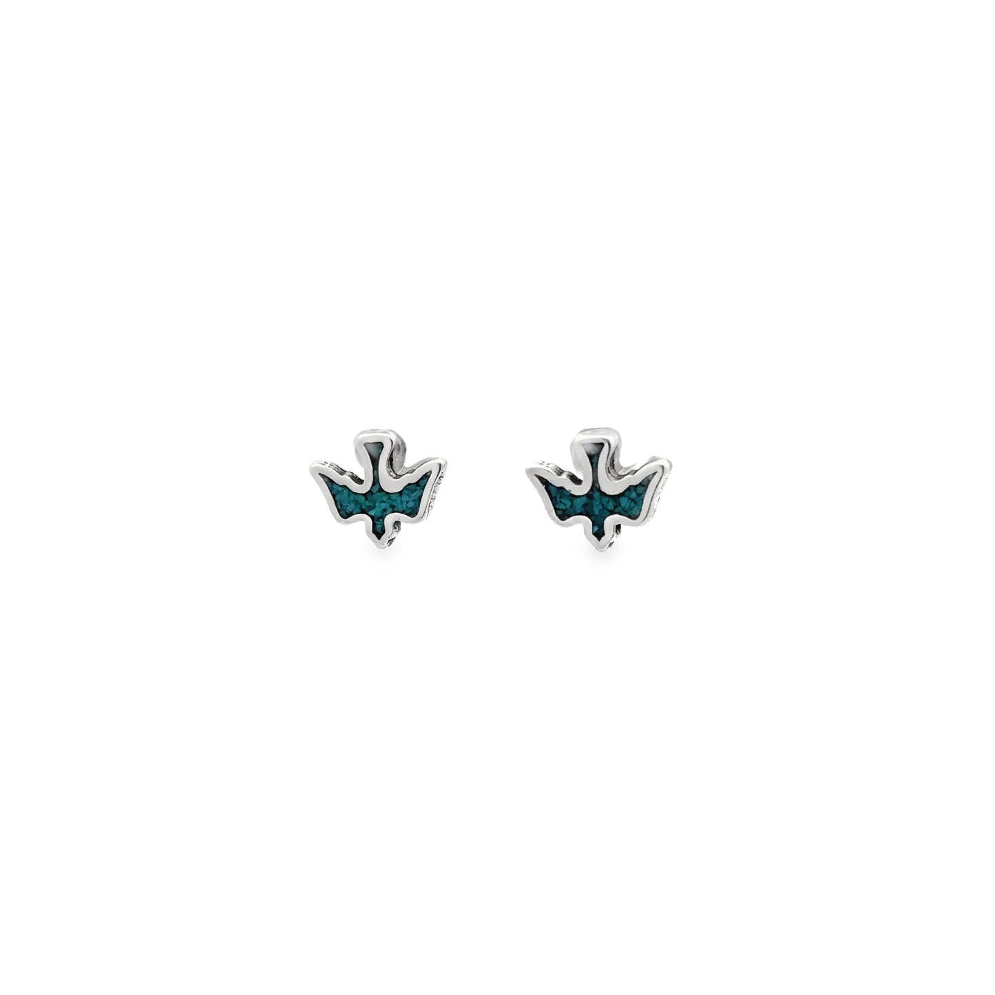
                  
                    A pair of Dove Studs with Inlaid Turquoise.
                  
                