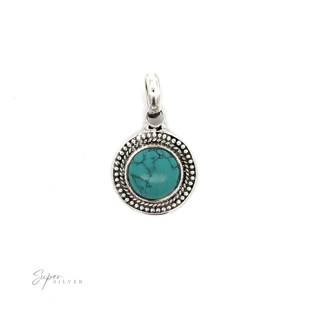 
                  
                    A Round Stone Pendant With Bead Design with a turquoise stone in a bead design.
                  
                