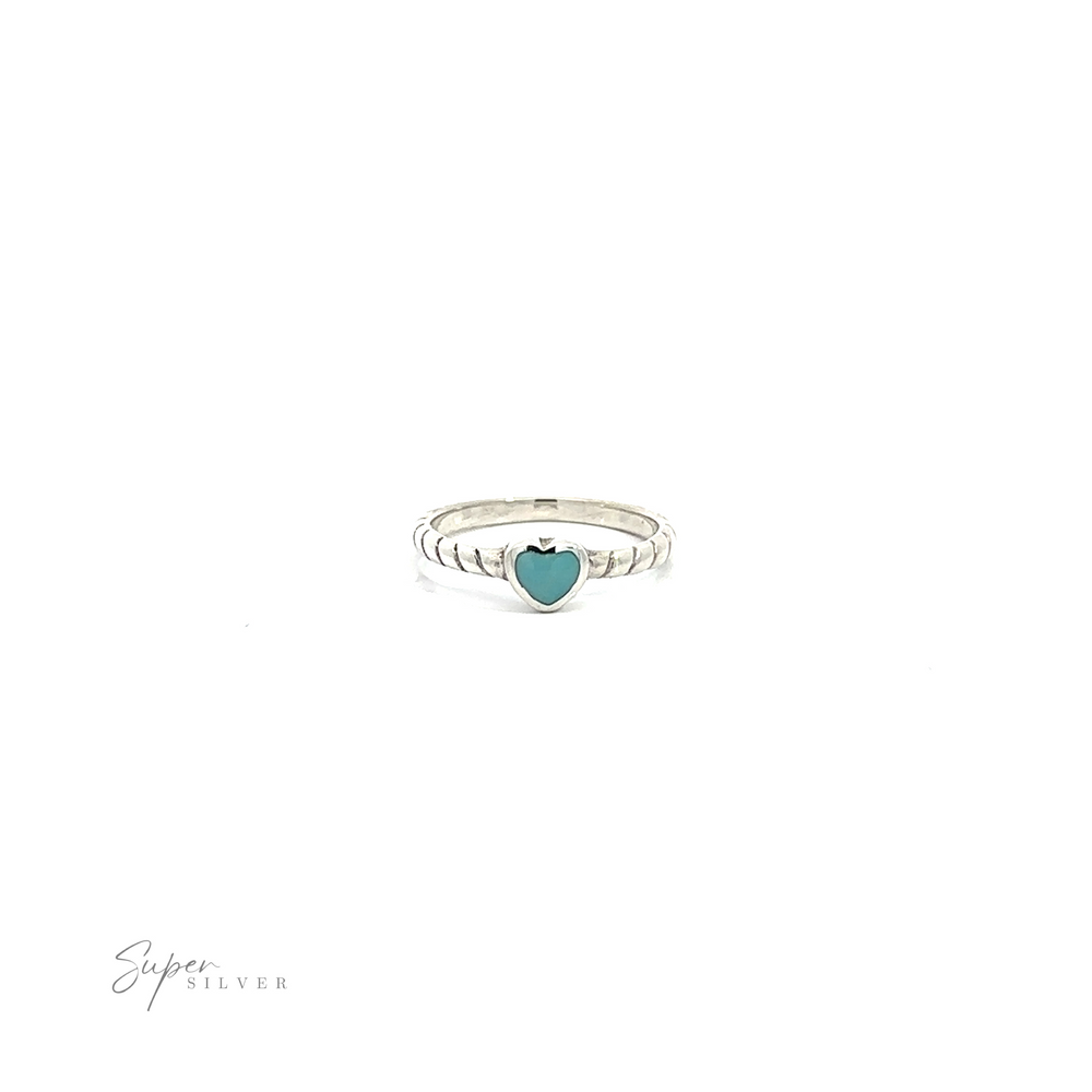 
                  
                    A small Turquoise Heart with Braided Band ring on a white background.
                  
                