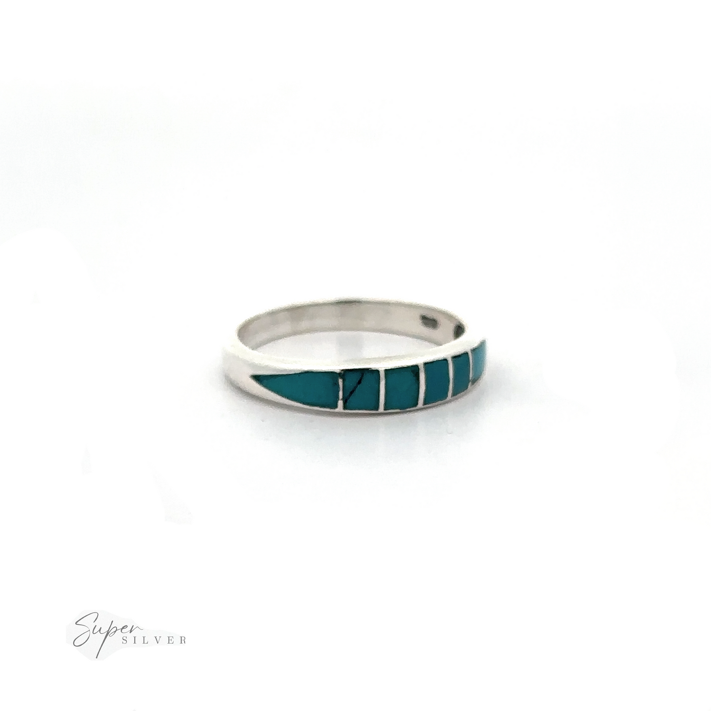 
                  
                    A sterling silver Inlay Stone Band, featuring a dome design.
                  
                