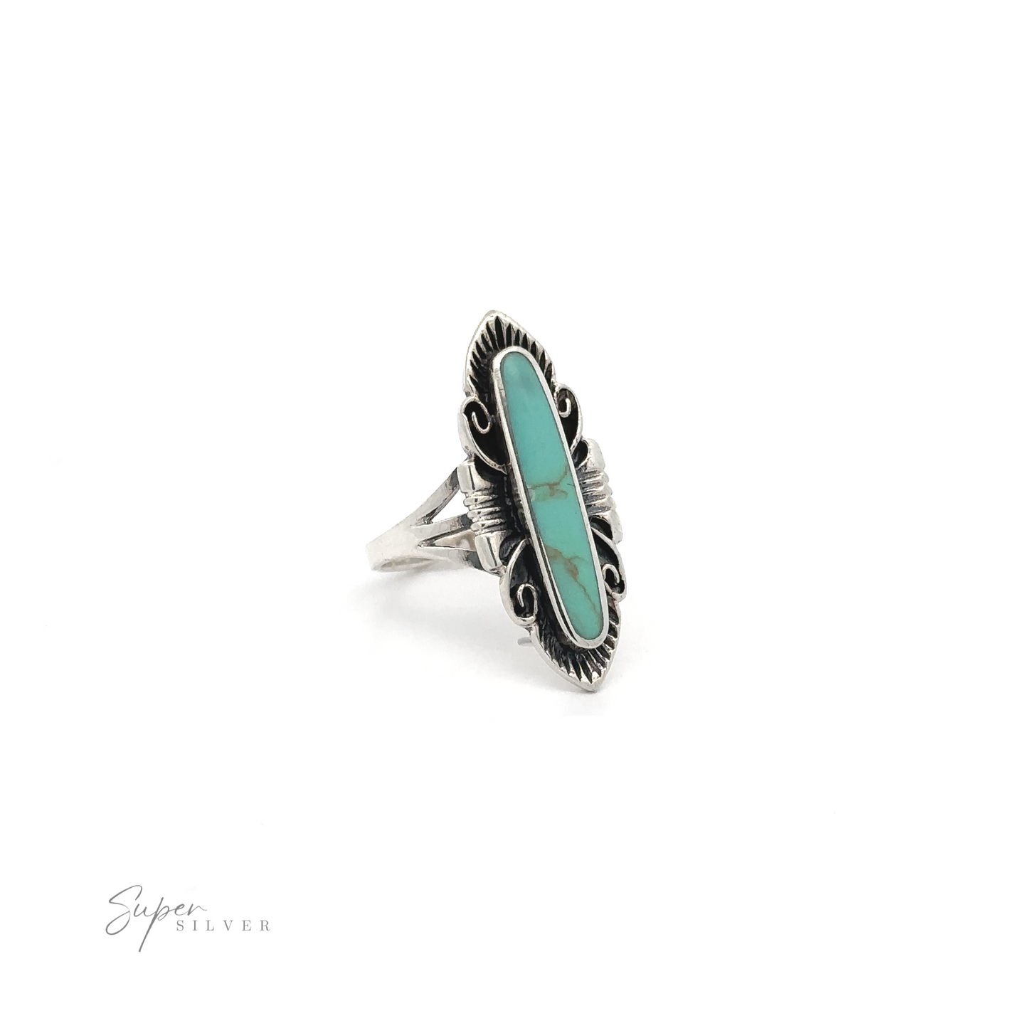 
                  
                    An Elegant Southwest Inspired Ring with Inlaid Stone.
                  
                