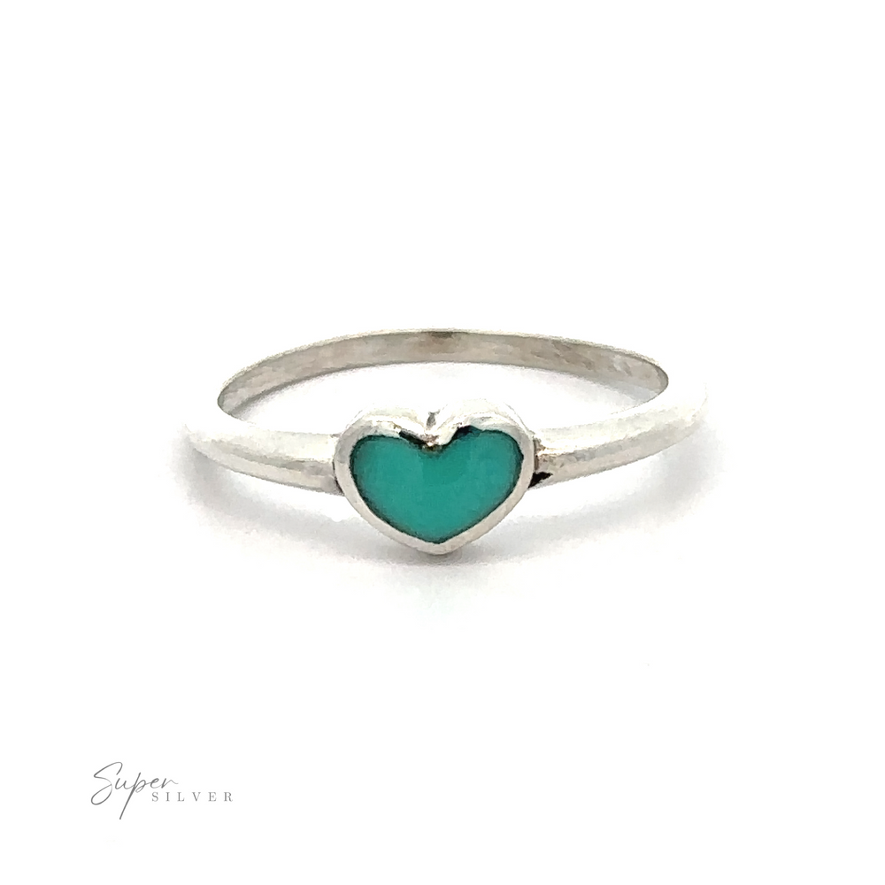 
                  
                    A Stone Wire Heart Ring with an inlaid turquoise stone, set against a white background.
                  
                