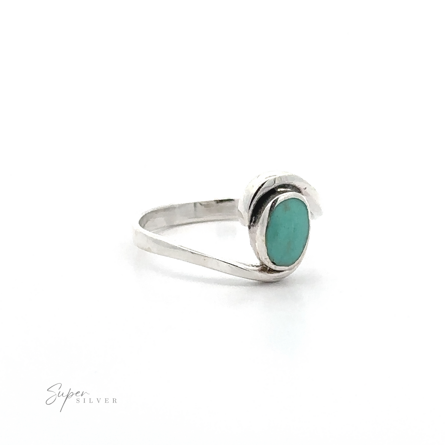 
                  
                    A Simple Freeform Ring with Oval Inlaid Stones with an inlaid turquoise stone.
                  
                