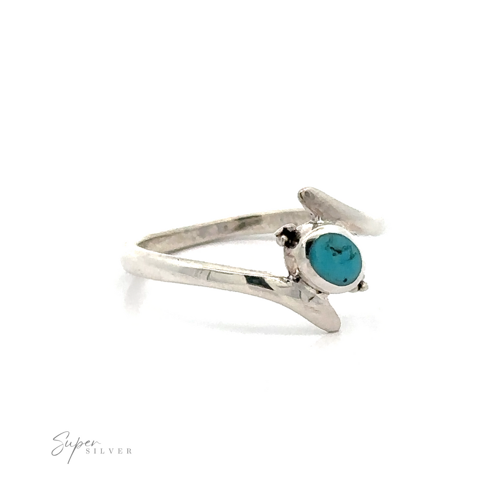 This unique piece features an Oval Turquoise encased in a Sterling Silver Curved Band.