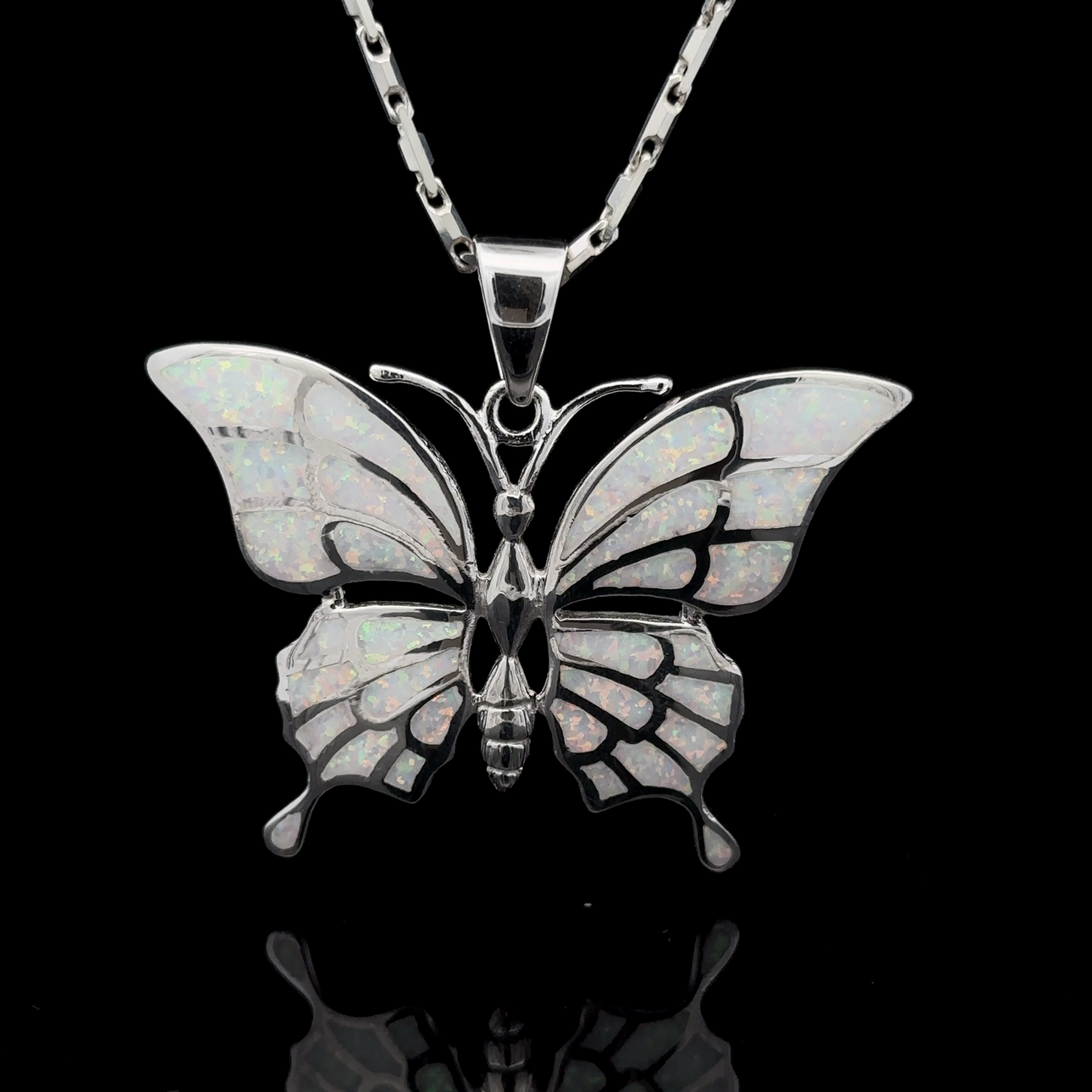 Statement Lab-Created Opal Butterfly Pendant