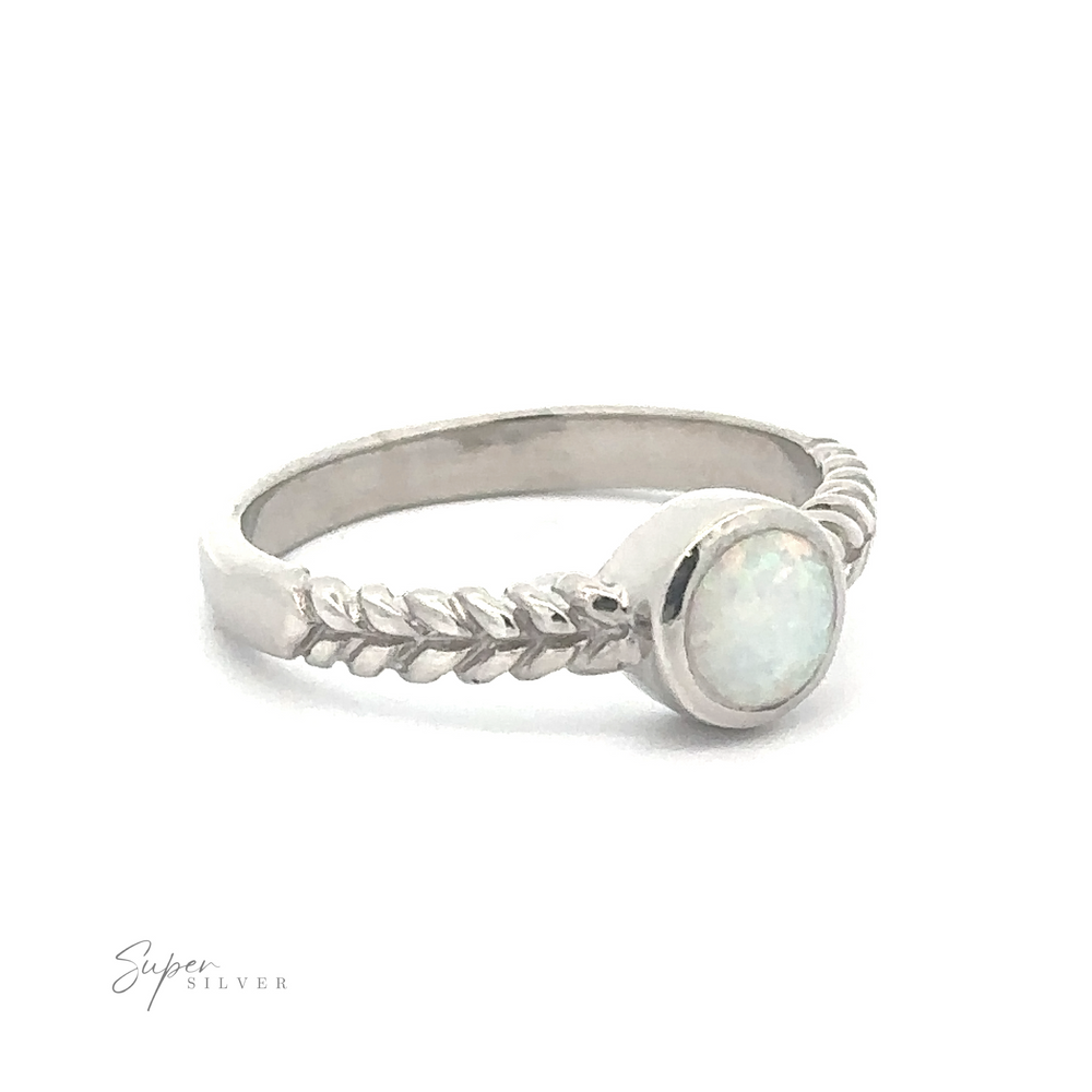 
                  
                    Sentence with Product Name: "Half Braided Band with Round Opal ring.
                  
                
