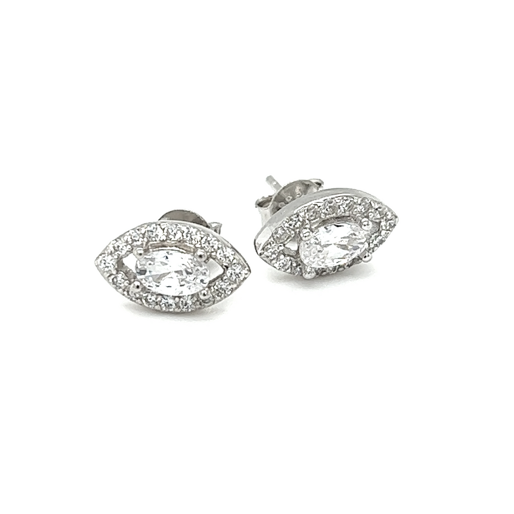 A pair of Marquise Shaped Cubic Zirconia Studs earrings from Super Silver.
