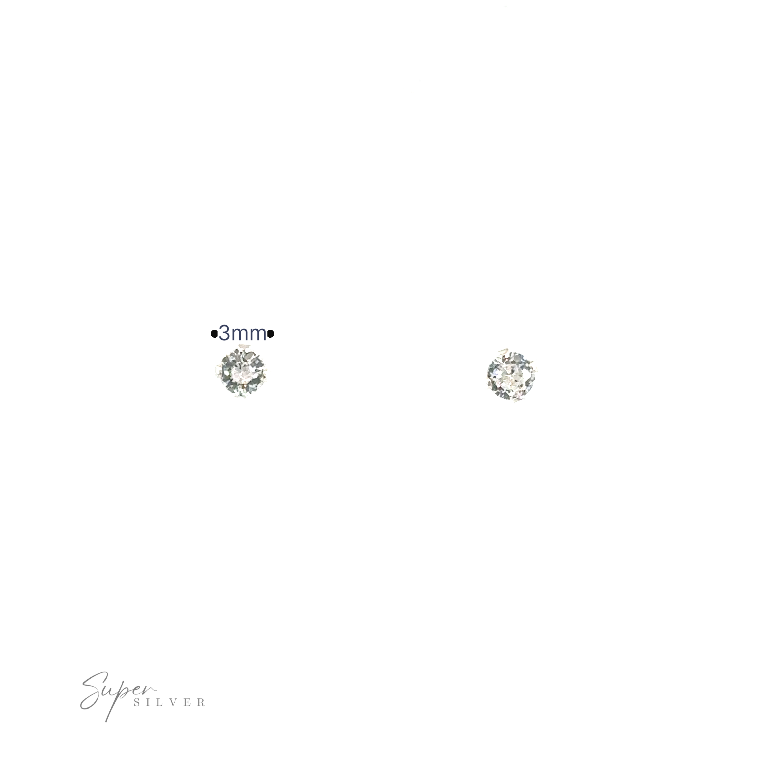 A pair of Round CZ Studs on a white background.