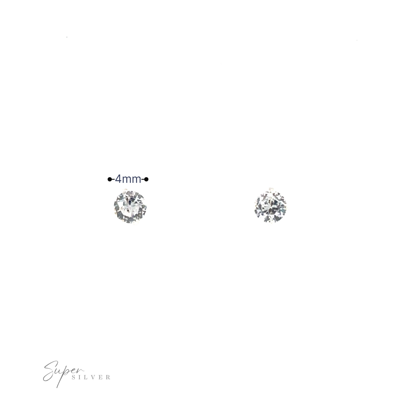 
                  
                    Two Round CZ Studs with a ~4mm diameter label, indicating size comparison.
                  
                