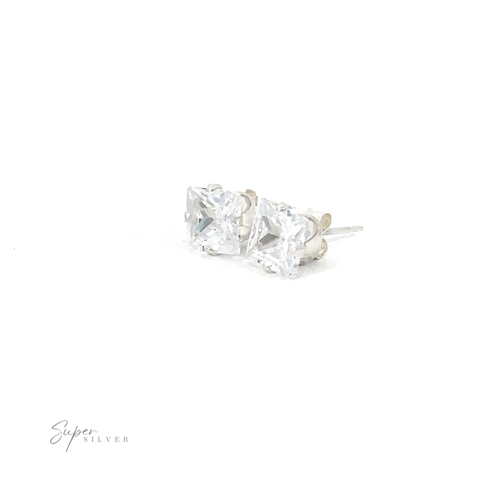 
                  
                    A pair of Square CZ Studs on a white surface.
                  
                