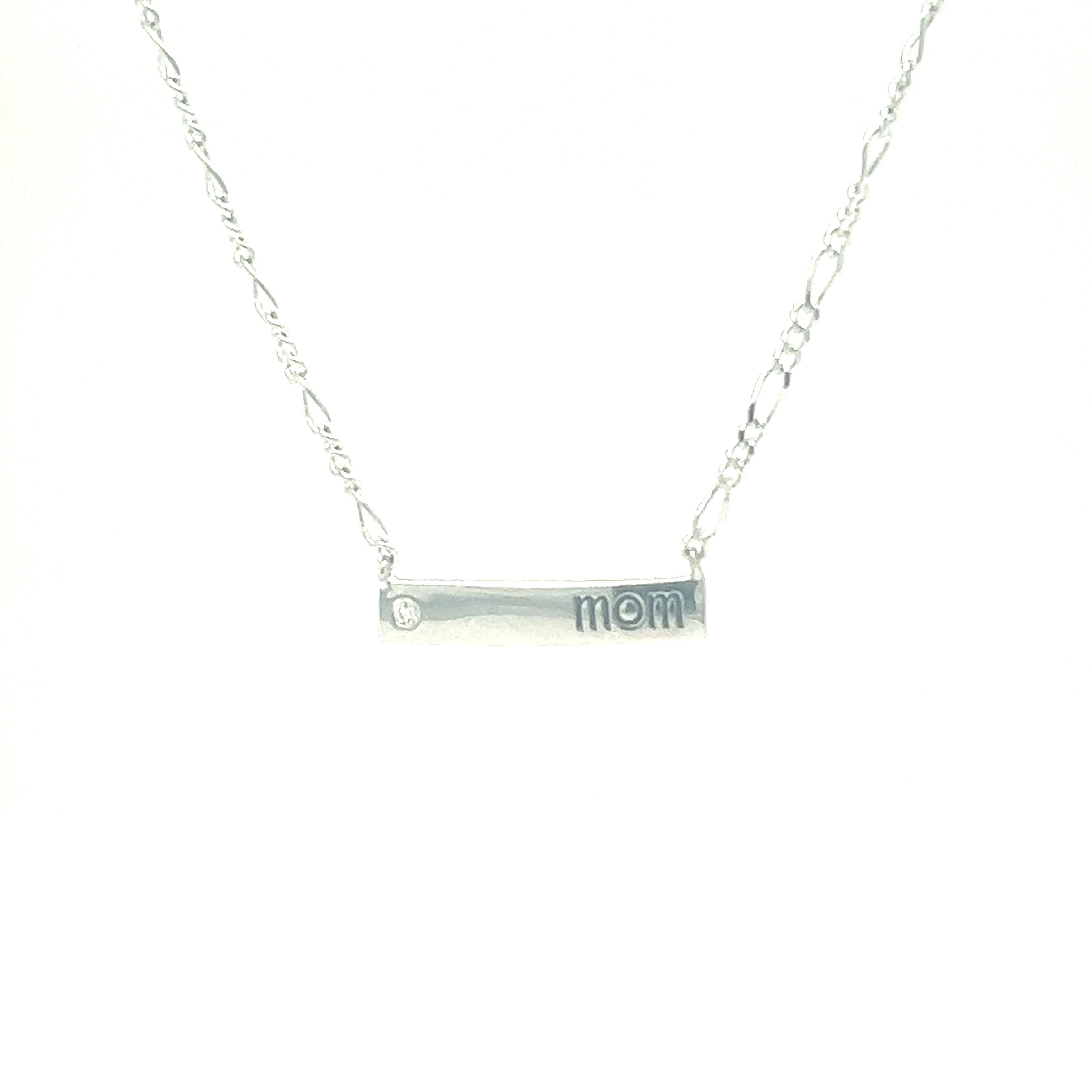 A Delicate Mom Plate Necklace by Super Silver, expressing gratitude for a mother.