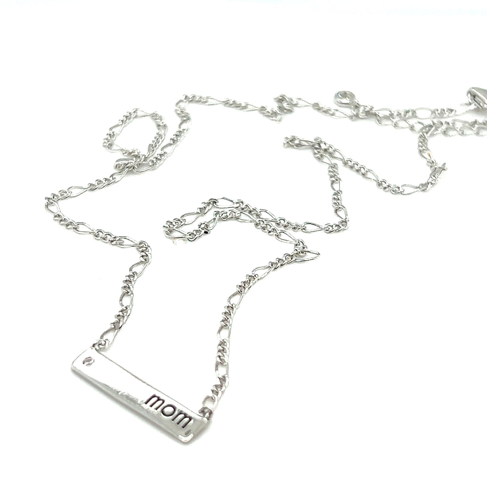 A Delicate Mom Plate Necklace by Super Silver, a heartfelt expression of gratitude for a loving mother.
