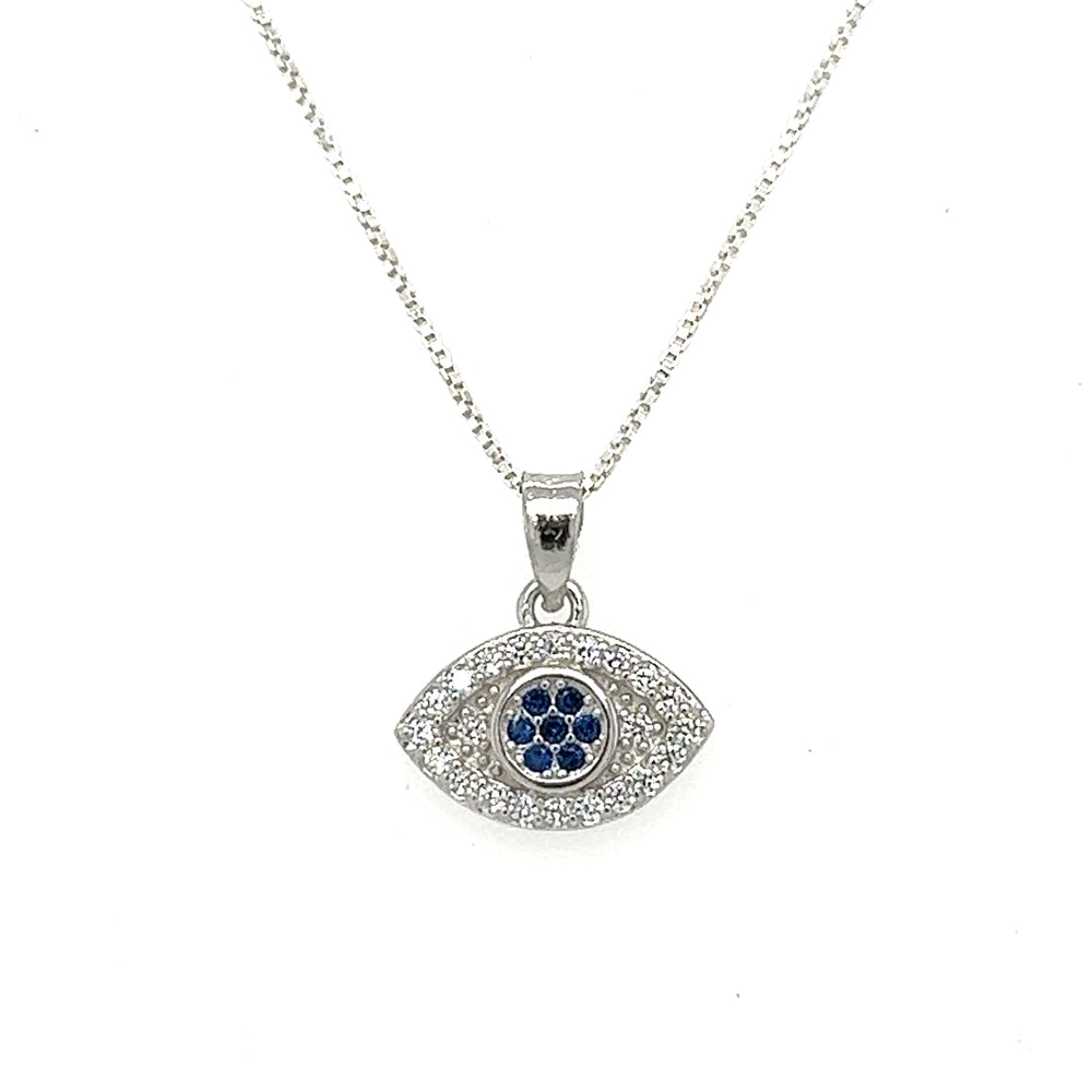 
                  
                    A captivating Evil Eye Pave Cubic Zirconia Charms pendant adorned with sparkling diamonds and mesmerizing sapphires.
                  
                
