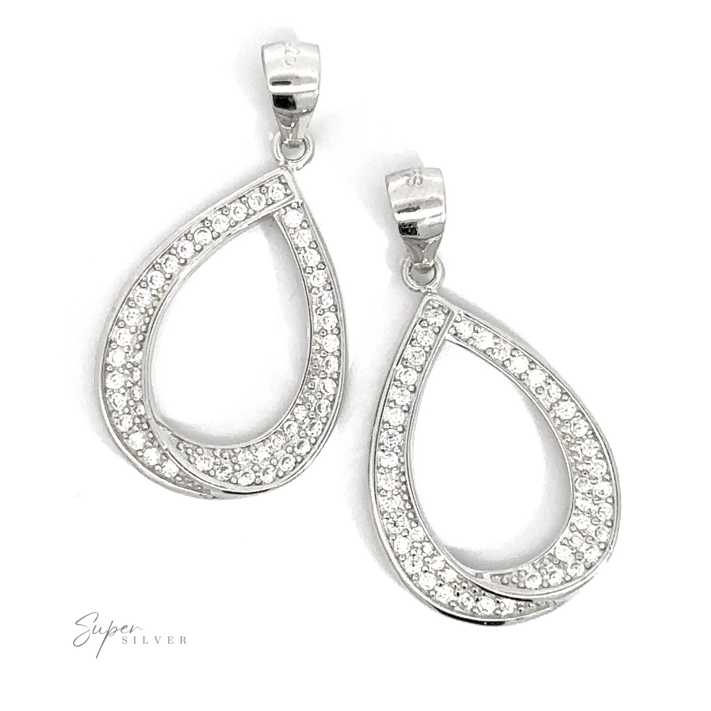 
                  
                    Two teardrop-shaped Sterling Silver earrings with a row of small, sparkling stones around the edges, showcasing fine craftsmanship and elegant design.

Teardrop Shape Cubic Zirconia Pendant
                  
                