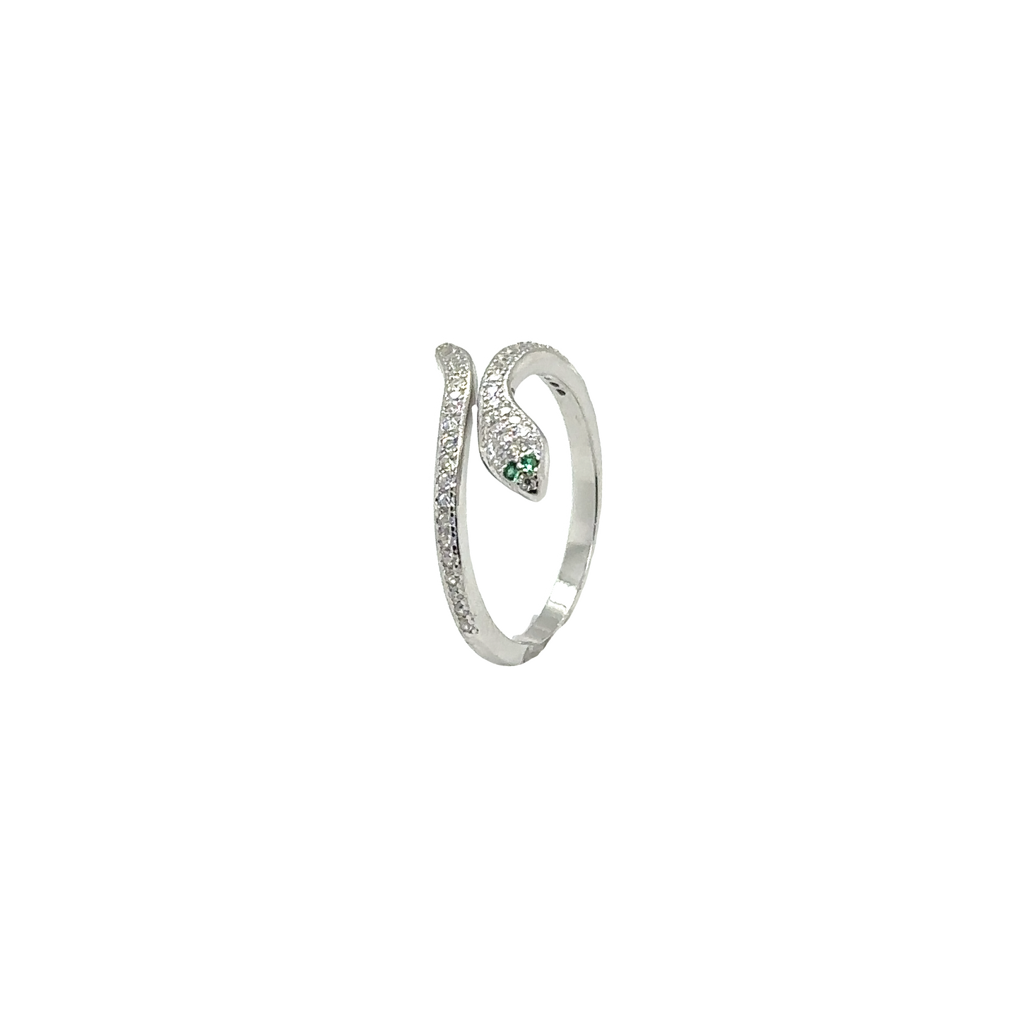 
                  
                    A stunning Adjustable Cubic Zirconia Snake Ring in sterling silver showcased against a clean white background.
                  
                