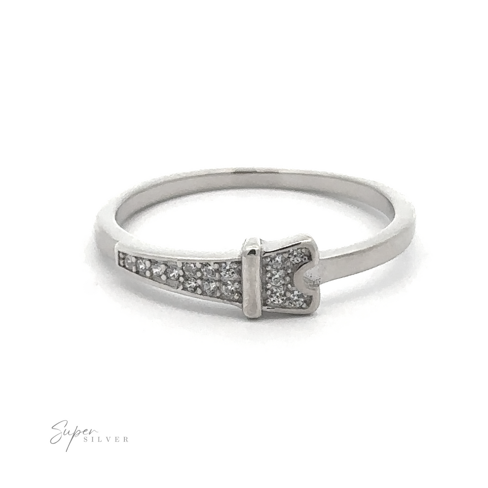 Inspired by Parisian sophistication, the Pave Cubic Zirconia Eiffel Tower Ring is crafted in silver and adorned with small cubic zirconia stones, echoing the form of a nail.