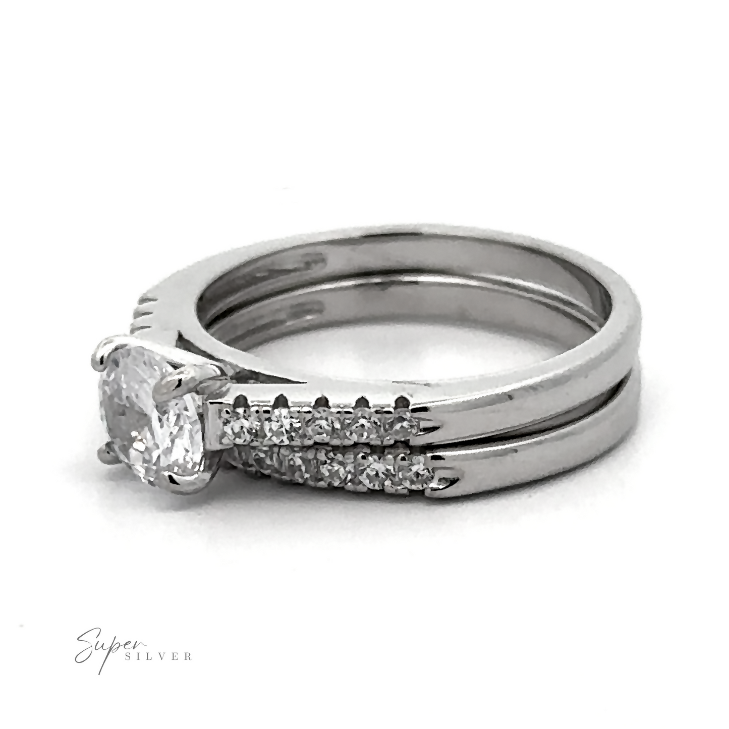 
                  
                    Round Solitaire Wedding Band Set
                  
                