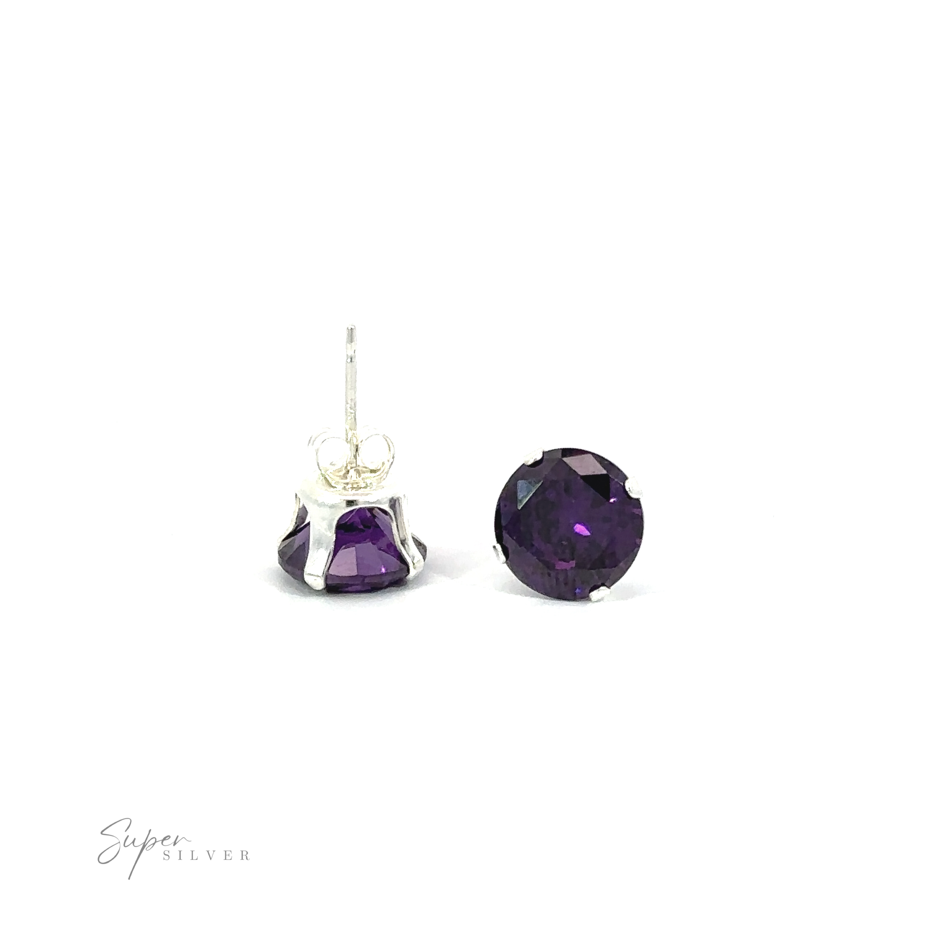 A pair of Round CZ Studs against a white background.