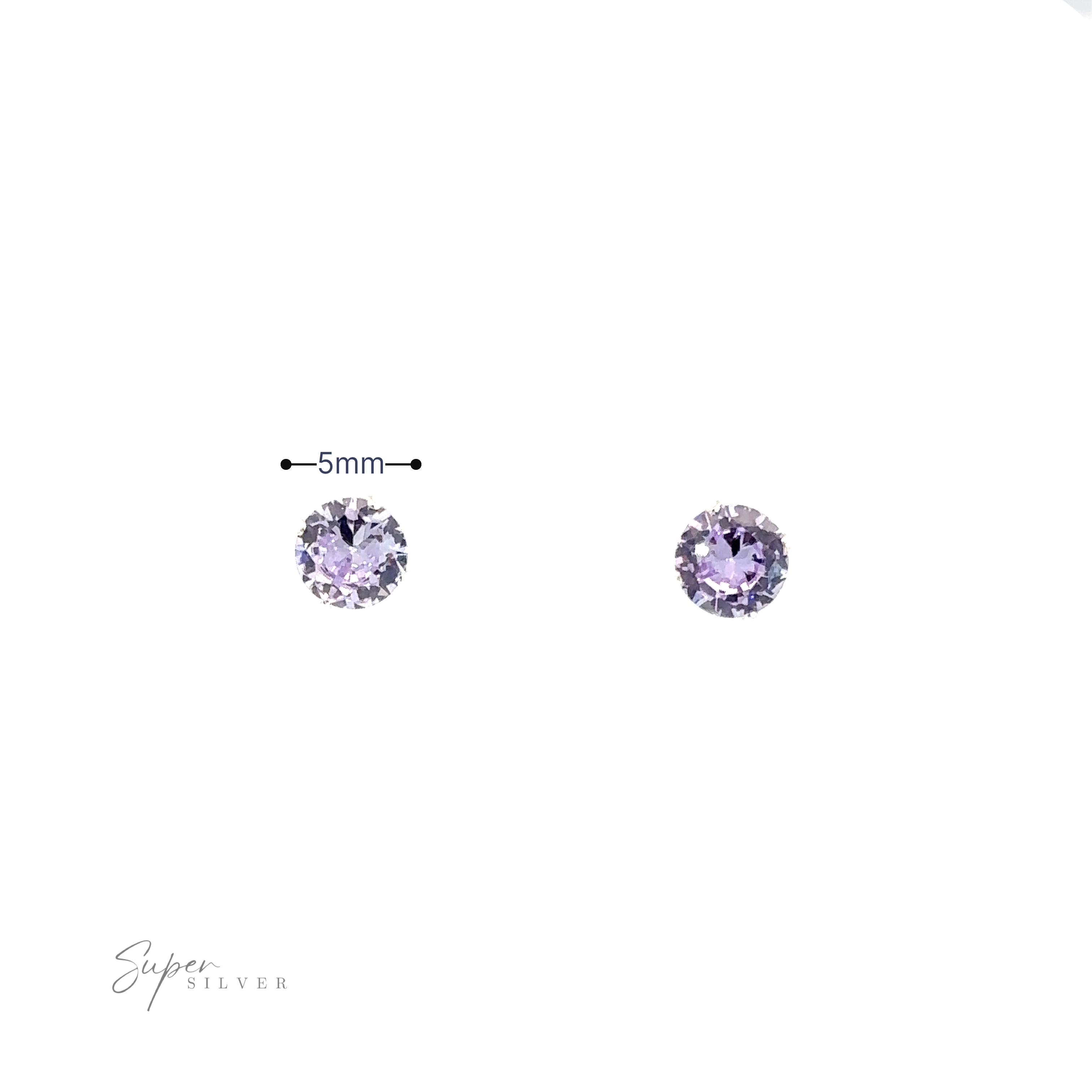 Two Round CZ Studs displayed against a white background.