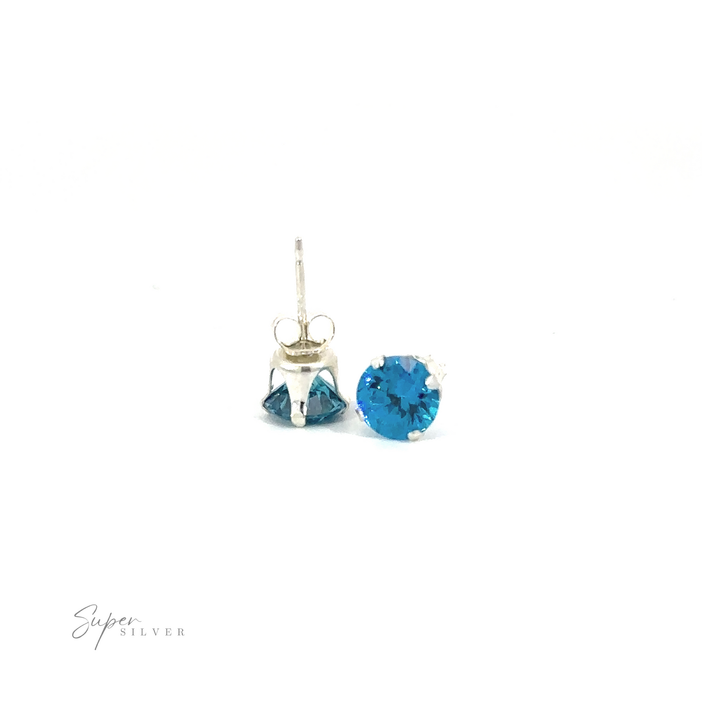 
                  
                    A single Round CZ Stud earring against a white background.
                  
                
