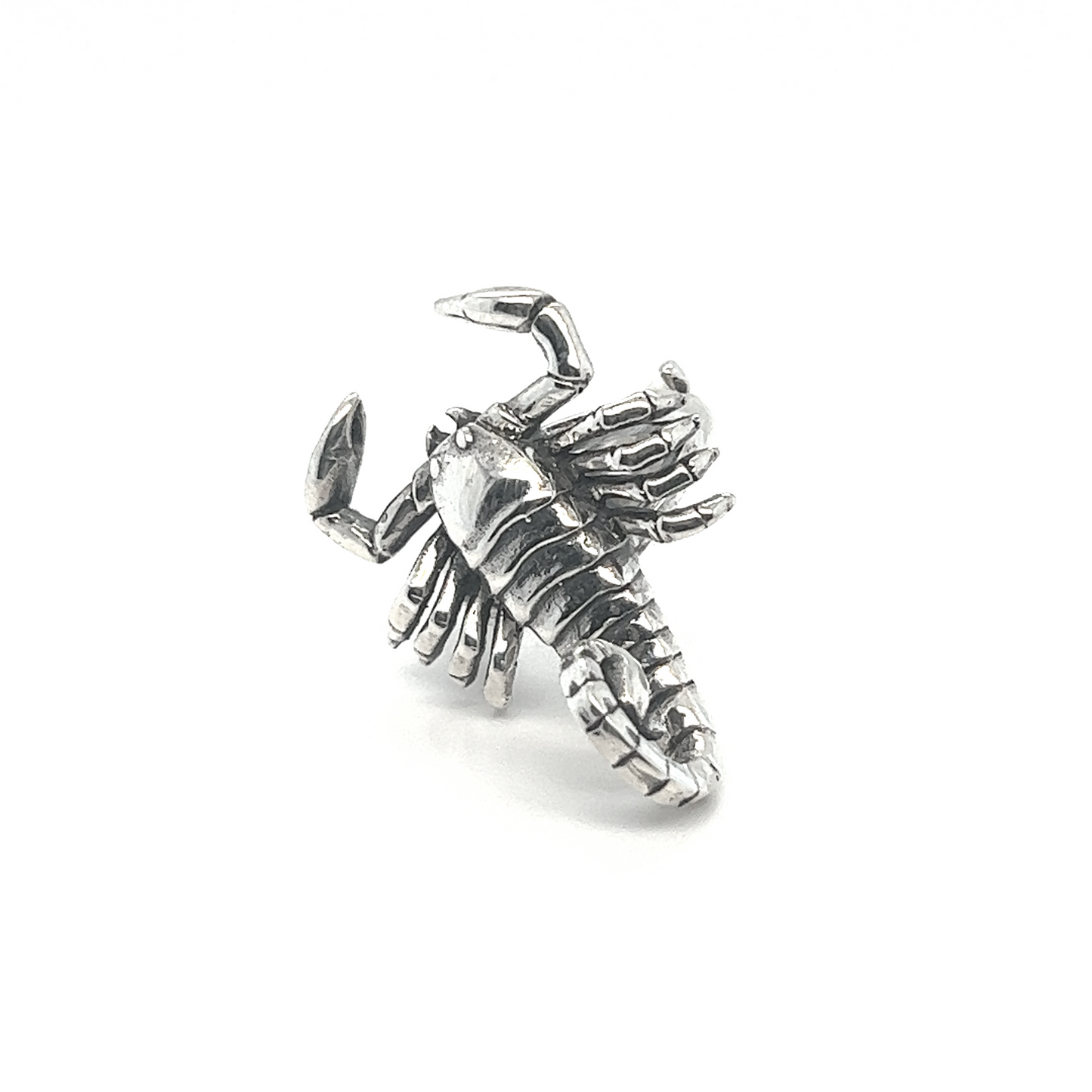 
                  
                    A Statement Scorpion Ring showcasing exquisite silver work on a white background.
                  
                