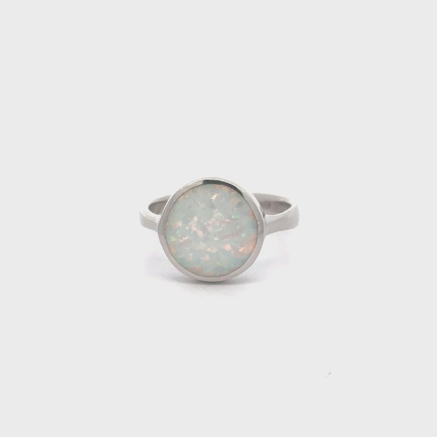 
                  
                    Load and play video in Gallery viewer, Simple Round White Opal Ring
                  
                
