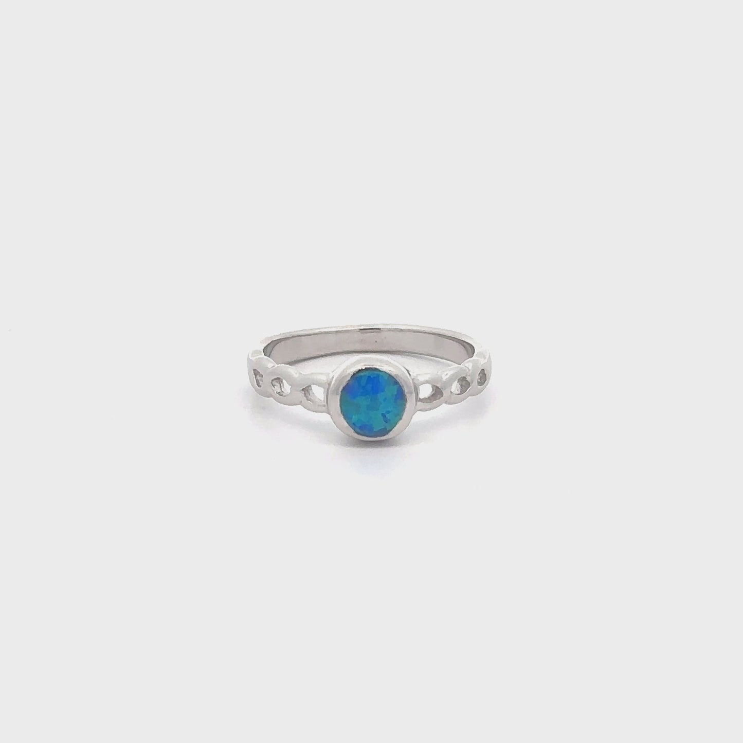
                  
                    Load and play video in Gallery viewer, Round Lab Opal Ring with Weave Band
                  
                