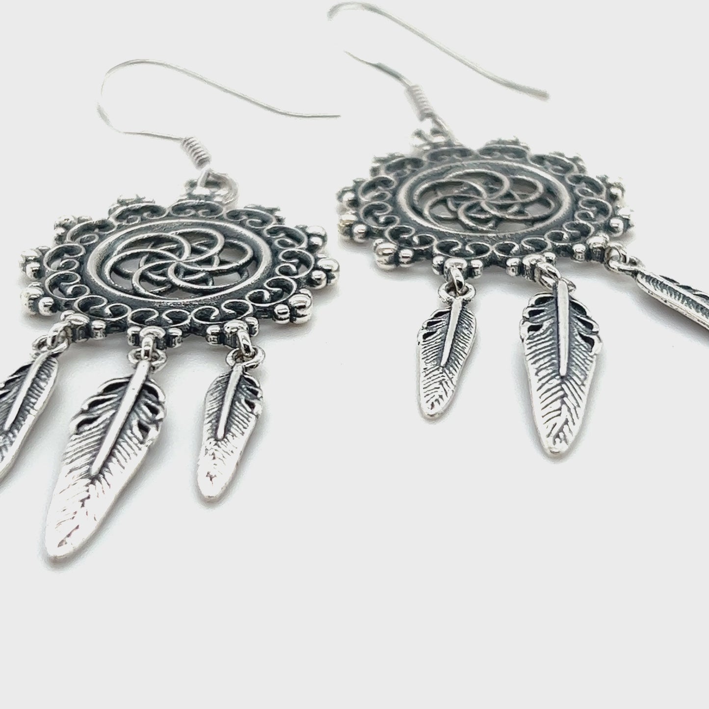 
                  
                    Load and play video in Gallery viewer, Dreamcatcher Earrings With The Flower Of Life Symbol
                  
                